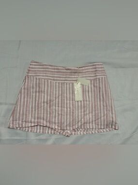Altar'd State Blush Pink & White Vertical Stripe Mini Skirt